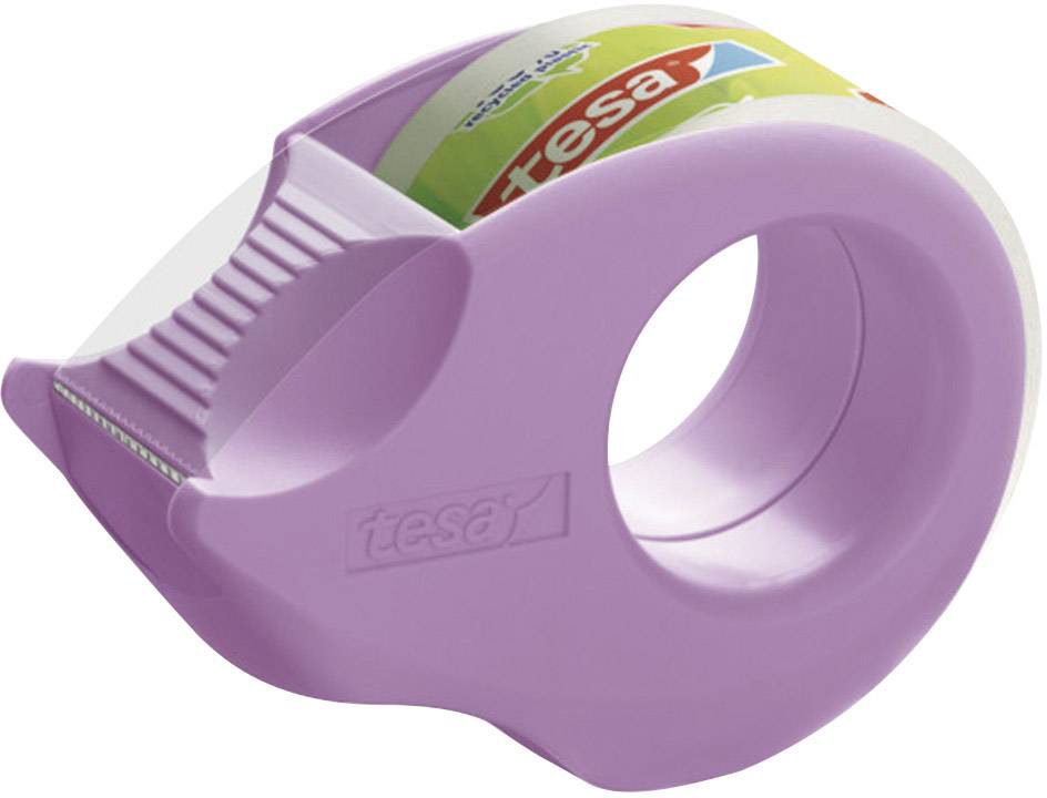 Lila Handabroller mit klarer Klebebandrolle.