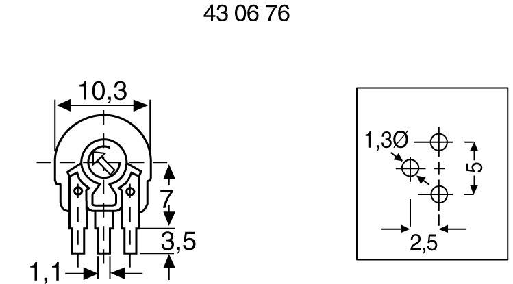 Piher PT10LH01-501A2020-PM-S PT10LH01-501A2020-PM-S Trimmer Miniatur linear 0.15W 500Ω 220° 240°