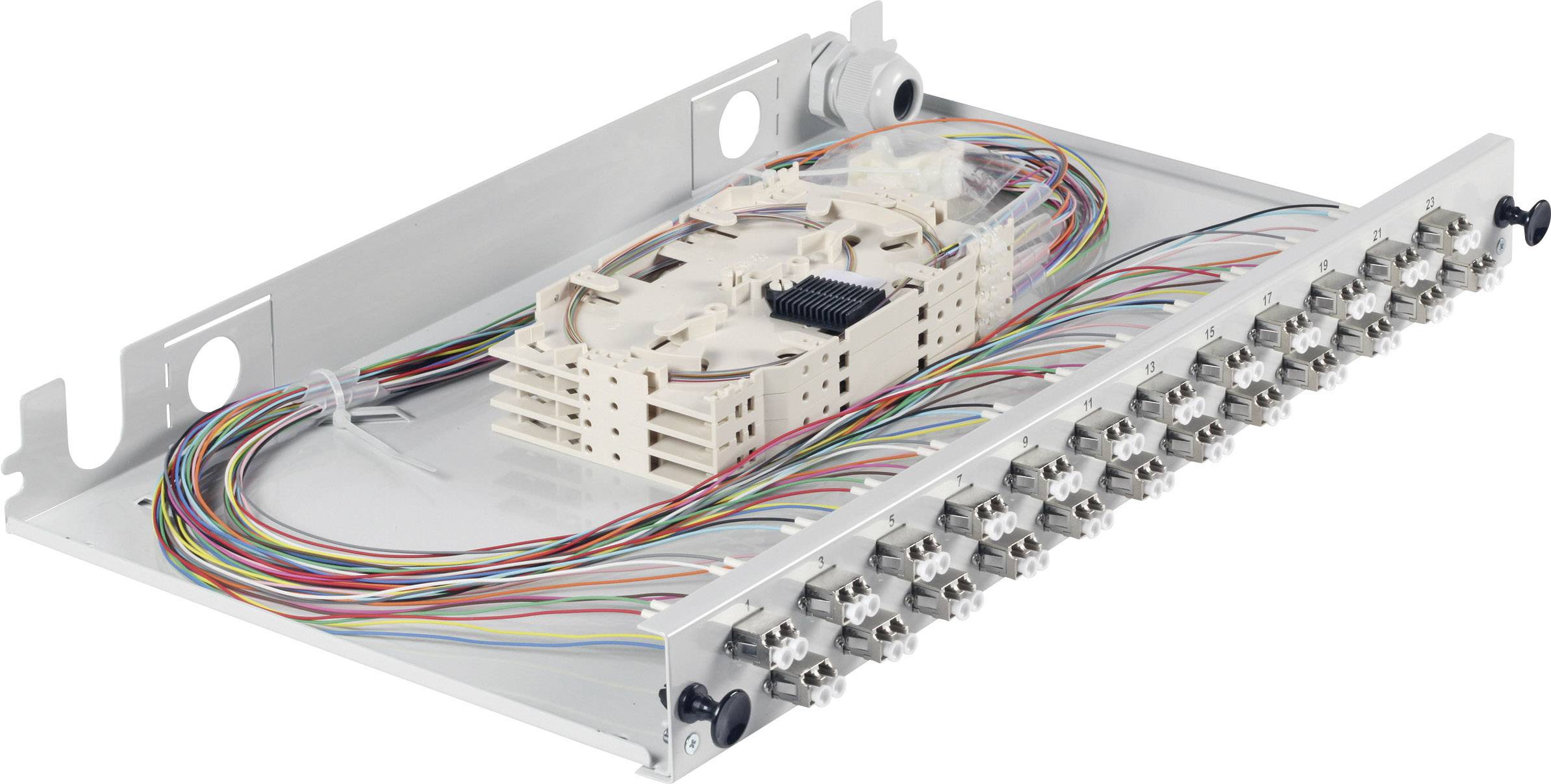 EFB Elektronik Spleißbox E2000®/APC 9/125µ 24 Pigtails abgesetzt/ 24 Kupplungen