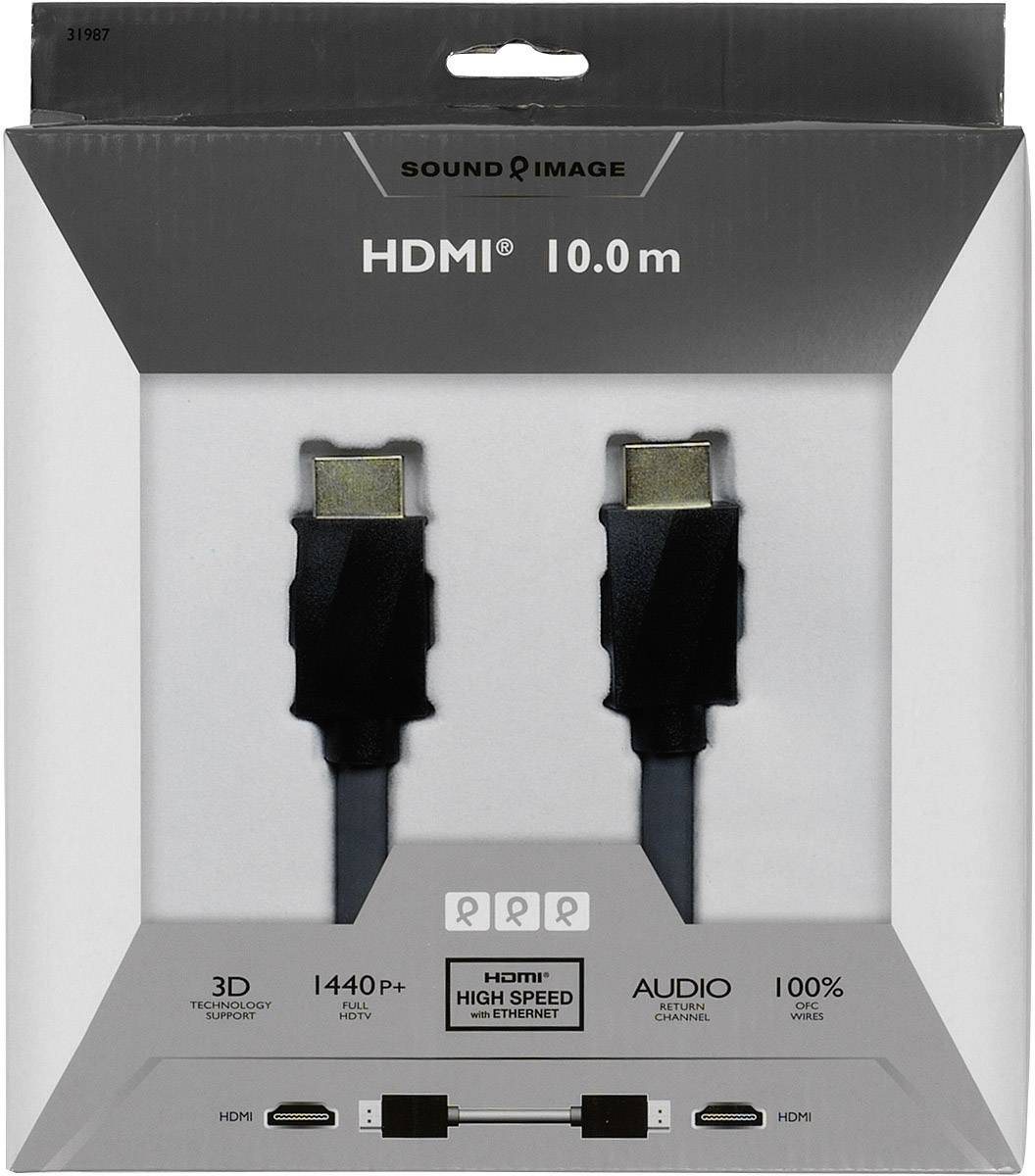 Sound & Image HDMI Anschlusskabel 10.00m Audio Return Channel, vergoldete Steckkontakte, Ultra HD (4k) HDMI Schwarz [1x