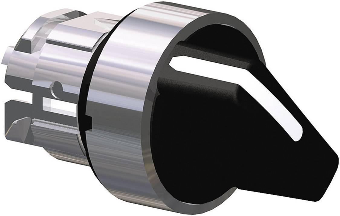 Ein silbernes und schwarzes Metallbauteil, vermutlich ein mechanisches Teil oder Schalter, in zylindrischer Form.