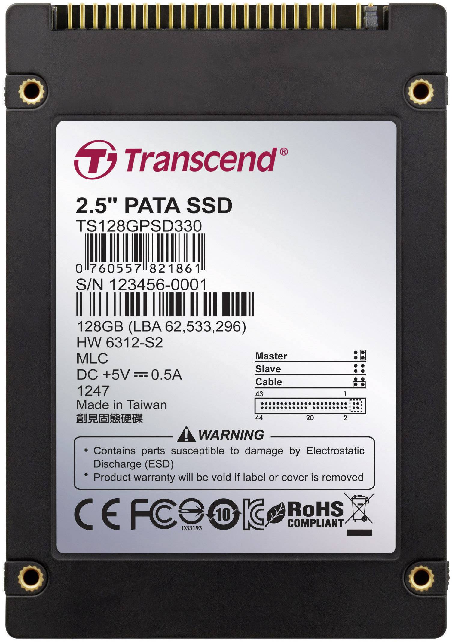 Transcend PSD330 128 GB Interne IDE SSD 6.35 cm (2.5 Zoll) IDE Industrial TS128GPSD330
