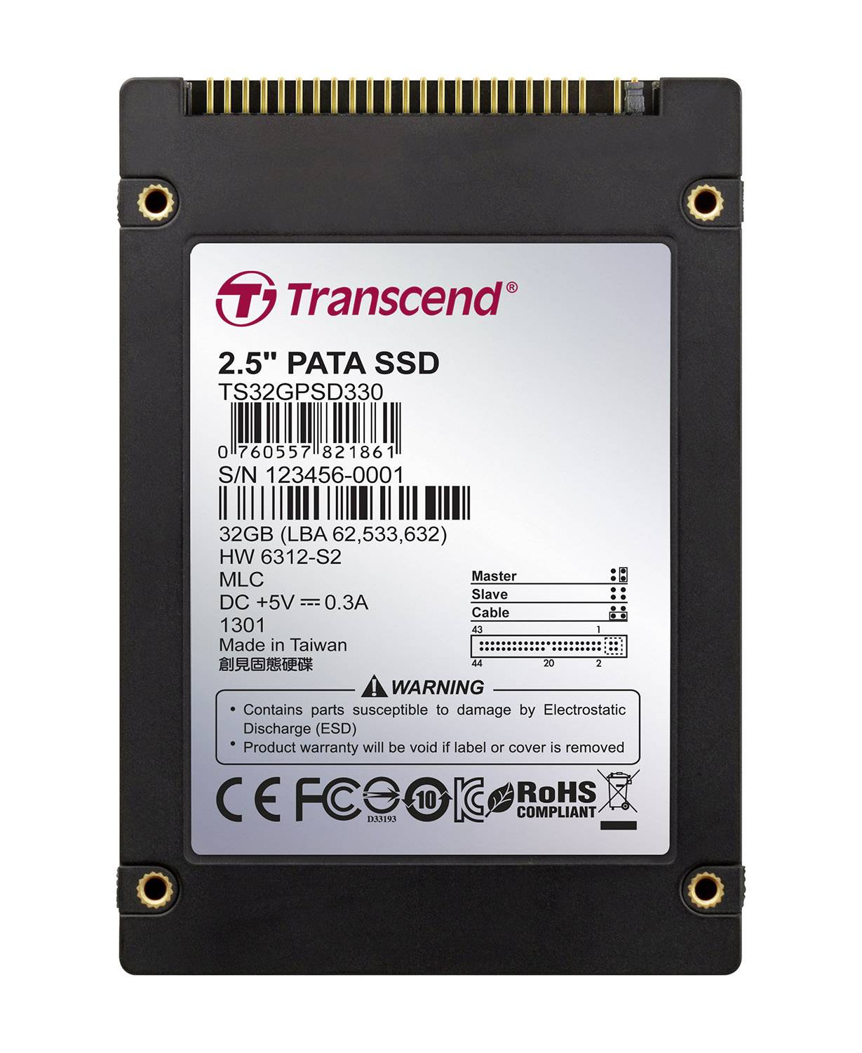 Transcend PSD330 32GB Interne IDE SSD 6.35cm (2.5 Zoll) IDE Industrial TS32GPSD330