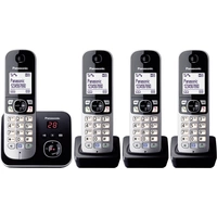 Panasonic KX-TG6824 Quattro DECT, GAP Schnurloses Telefon analog Anrufbeantworter, Freisprechen Schwarz, Silber Panasonic KX-TG6824 Quattro DECT, GAP Schnurloses Telefon analog Anrufbeantworter, Freisprechen Schwarz, Silber