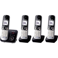 Panasonic KX-TG6824 Quattro DECT, GAP Schnurloses Telefon analog Anrufbeantworter, Freisprechen Schwarz, Silber Panasonic KX-TG6824 Quattro DECT, GAP Schnurloses Telefon analog Anrufbeantworter, Freisprechen Schwarz, Silber