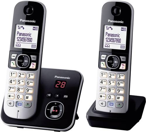 Panasonic KX-TG6822 Duo DECT, GAP Schnurloses Telefon analog  Anrufbeantworter, Freisprechen Schwarz