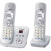 Panasonic KX-TG6822 Duo DECT, GAP Schnurloses Telefon analog Anrufbeantworter, Freisprechen Silber, Grau