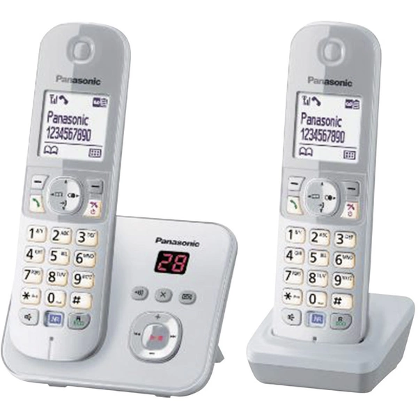 Panasonic KX-TG6822 Duo DECT, GAP Schnurloses Telefon analog Anrufbeantworter, Freisprechen Silber, Grau Panasonic KX-TG6822 Duo DECT, GAP Schnurloses Telefon analog Anrufbeantworter, Freisprechen Silber, Grau