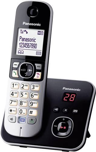 Panasonic KX-TG6821 DECT, GAP Schnurloses Telefon analog Anrufbeantworter, Freisprechen Schwarz, Sil