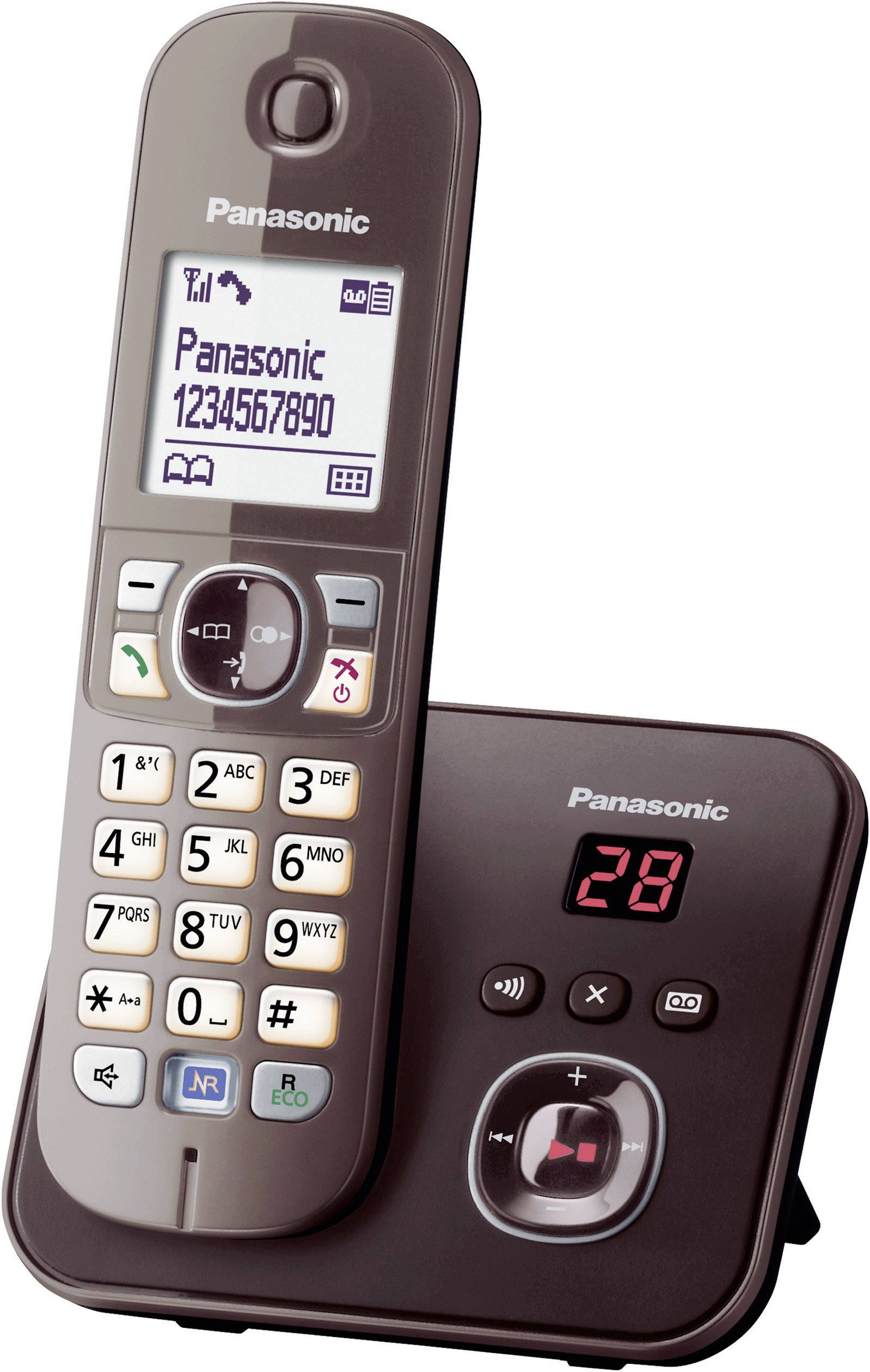 Panasonic KX-TG6821 DECT, GAP Schnurloses Telefon analog Anrufbeantworter, Freisprechen Mocca