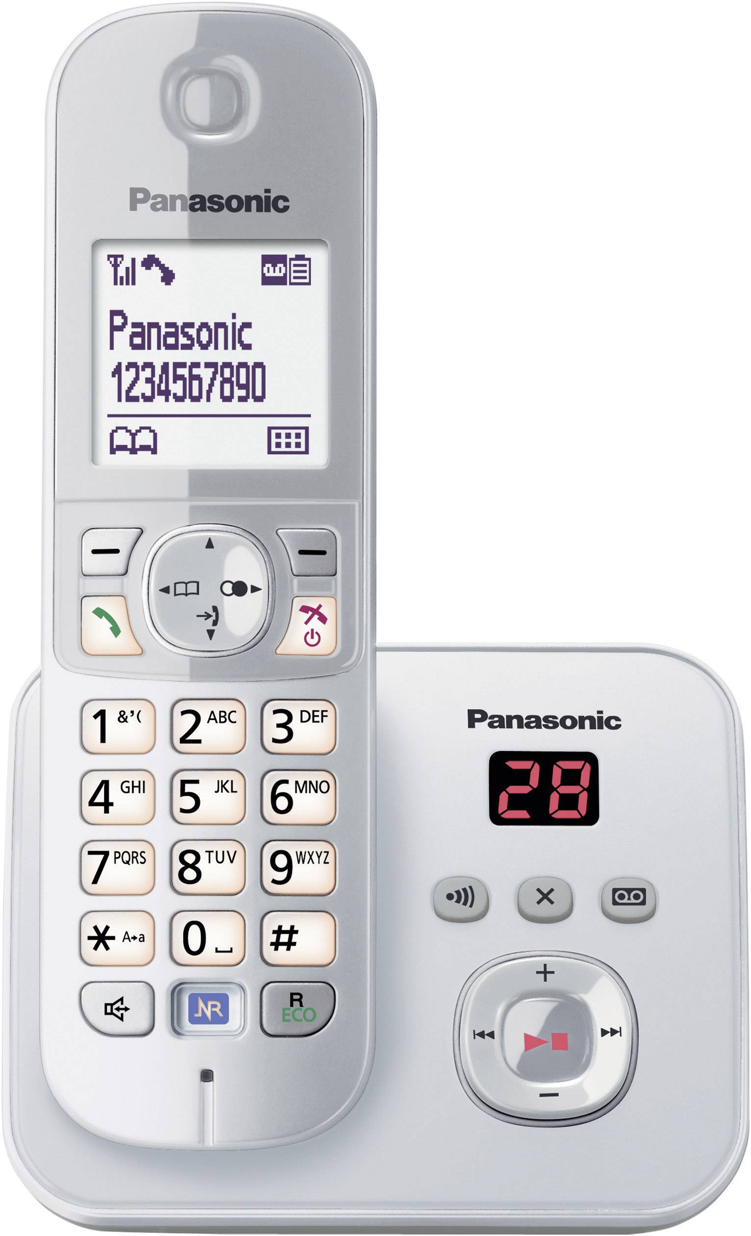 Panasonic KX-TG6821 DECT, GAP Schnurloses Telefon analog Anrufbeantworter, Freisprechen Silber, Grau