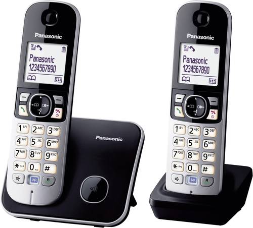 Panasonic KX-TG6812 Duo DECT, GAP Schnurloses Telefon analog  Freisprechen Schwarz, Silber