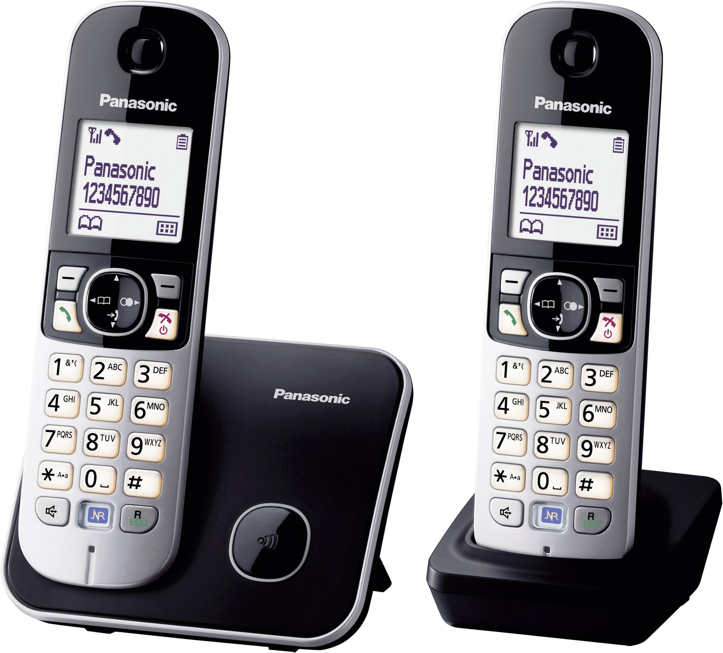 Panasonic KX-TG6812 Duo DECT, GAP Schnurloses Telefon analog Freisprechen Schwarz, Silber