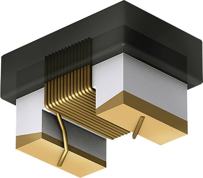 Ein U-förmiger Kern mit abwechselnd angeordneten Schichten in Gold- und Silbertönen, möglicherweise ein technisches Bauteil.
