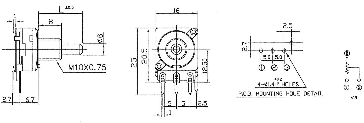 Potentiometer Service 2175 2175 Dreh-Potentiometer Mono 0.05W 1kΩ 1St ...