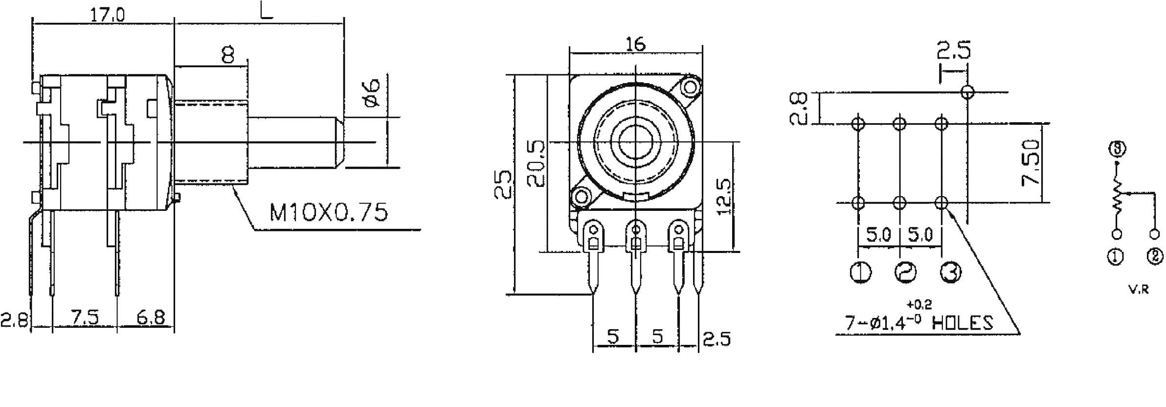 Potentiometer Service 4178-10 4178 Dreh-Potentiometer Stereo 0.05W 10kΩ 1St.