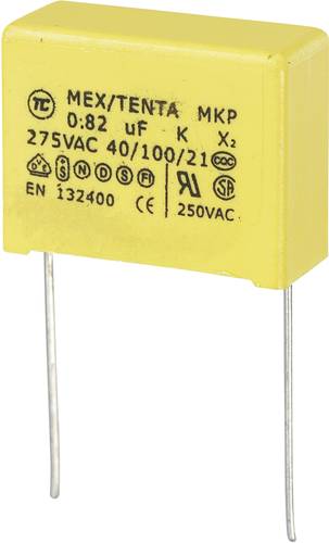 MKP-X2 MKP-X2-Funkentstör-Kondensator radial bedrahtet 0.82 µF 275 V/AC 10% 22.5mm (L x B x H) 26