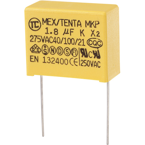 MKP-X2 MKP-X2-Funkentstör-Kondensator radial bedrahtet 1.8 µF 275 V/AC 10% 27.5mm (L x B x H) 32 x 14 x 25mm