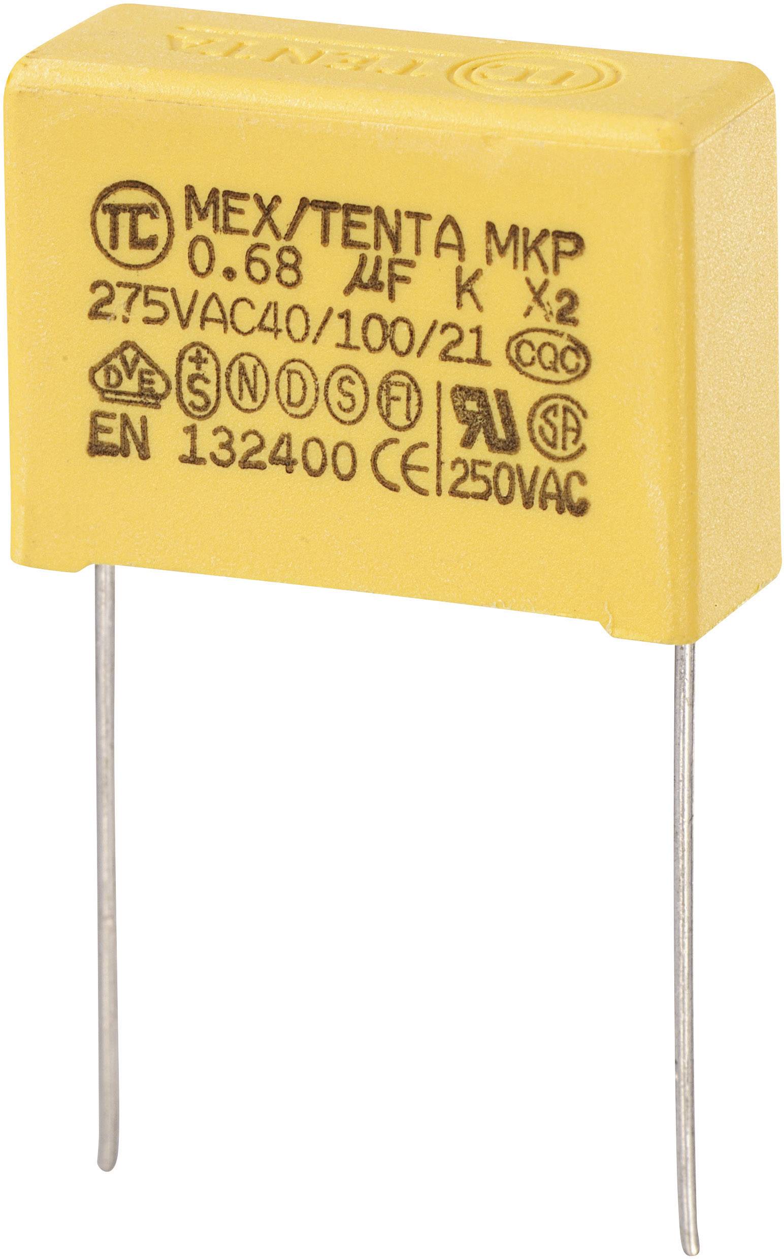 TRU COMPONENTS MKP-X2 MKP-X2-Funkentstör-Kondensator radial bedrahtet 0.68 µF 275 V/AC 10% 22.5mm (L x B x H) 26.5 x 10 x 19mm