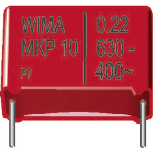 Wima MKP 10 2200pF 10% 630V RM7,5 MKP-Folienkondensator radial bedrahtet 2200pF 630 V/DC 20% 7.5mm (L x B x H) 10 x 4 x 9mm