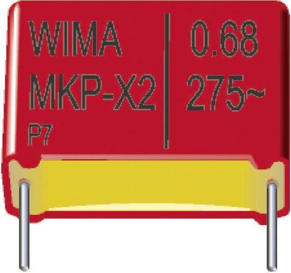 Roter Kondensator mit der Aufschrift 'WIMA MKP-X2 0.68 275~ P7'.