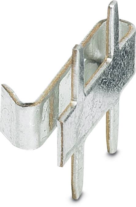 Metallclip, seitlich abgebildet, mit zwei hervorstehenden Haken und flachen Enden, möglicherweise ein Verbindungselement.