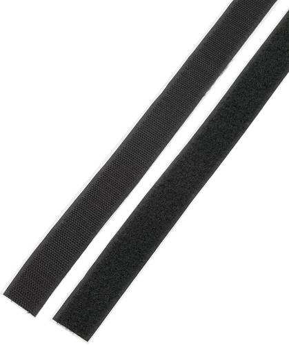 Basetech STD-LH25/1M Bande auto-agrippante à coller partie velours et partie agrippante (L x l) 1000 mm x 25 mm noir 1