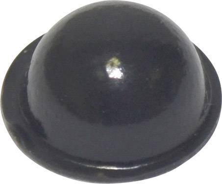 Schwarzer runder Halmakegelknopf, gewölbt, glänzende Oberfläche.