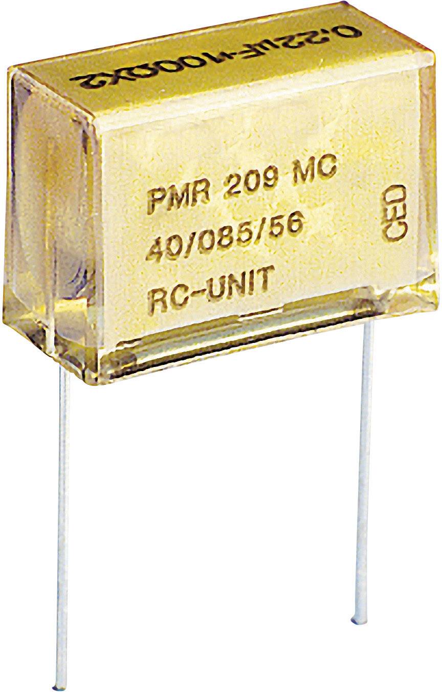 Kondensator mit der Aufschrift 'PMR 209 MC', '40/085/56', 'RC-UNIT'. Zwei Drahtanschlüsse ragen heraus.
