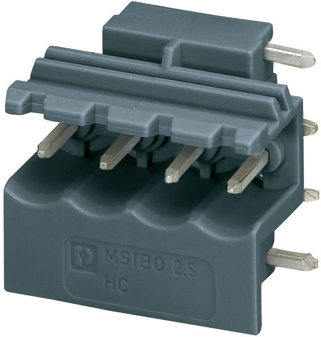 Ein grüner Steckverbinder mit fünf Metallstiften und der Aufschrift 'MSTBO 2,5 HC'. Hauptsächlich in elektronischen Geräten verwendet.