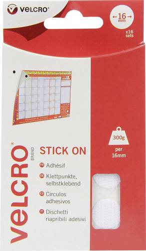 VELCRO® VEL-EC60227 Klettpunkte zum Aufkleben Haft- und Flauschteil (Ø) 16mm Weiß 16 Paar