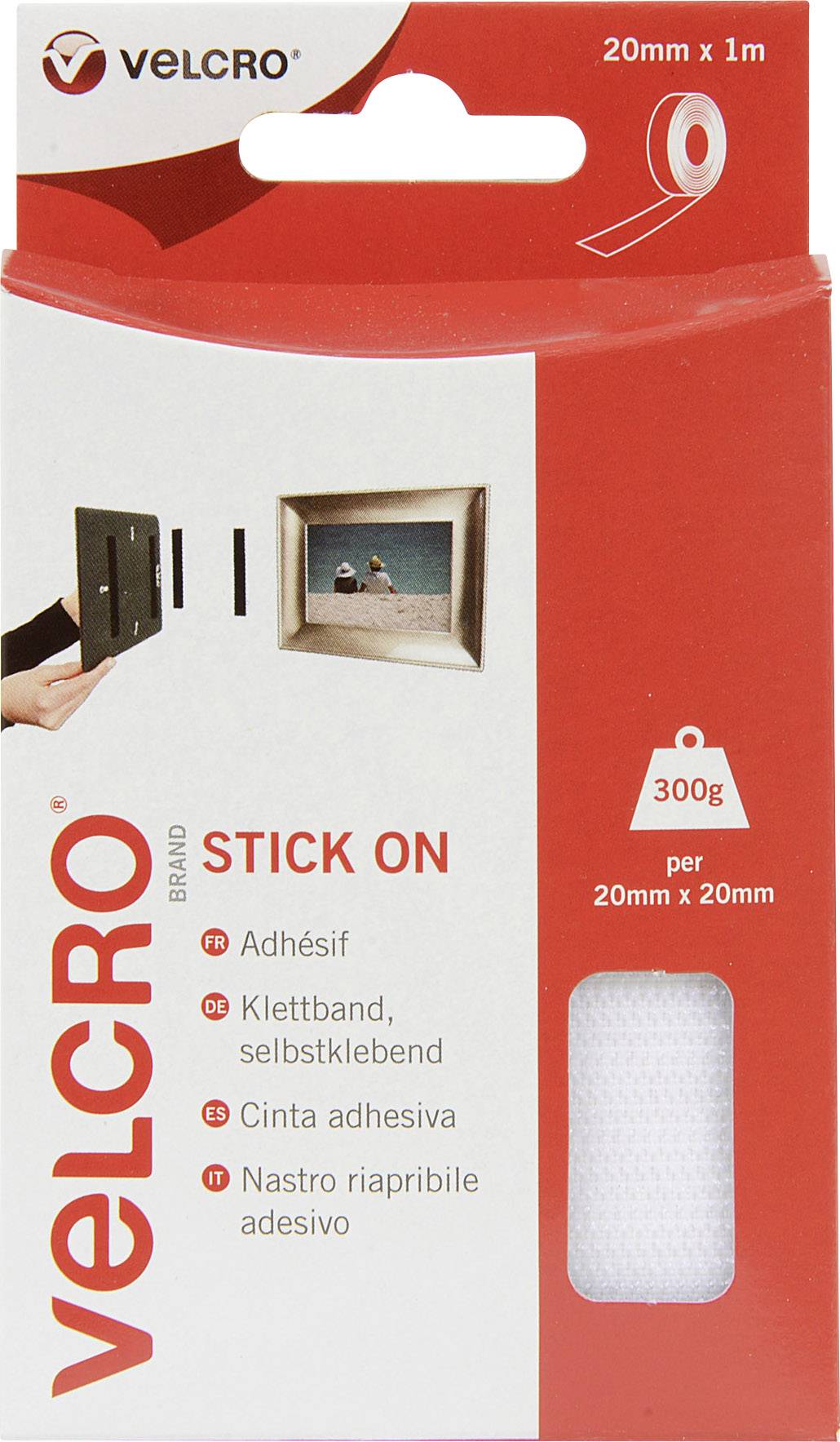 VELCRO® VEL-EC60210 Klettband zum Aufkleben Haft- und Flauschteil (L x B) 1000 mm x 20 mm Weiß 1 m