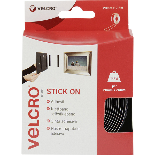 VELCRO® VEL-EC60215 Klettband zum Aufkleben Haft- und Flauschteil (L x B) 2500mm x 20mm Schwarz 2.5m