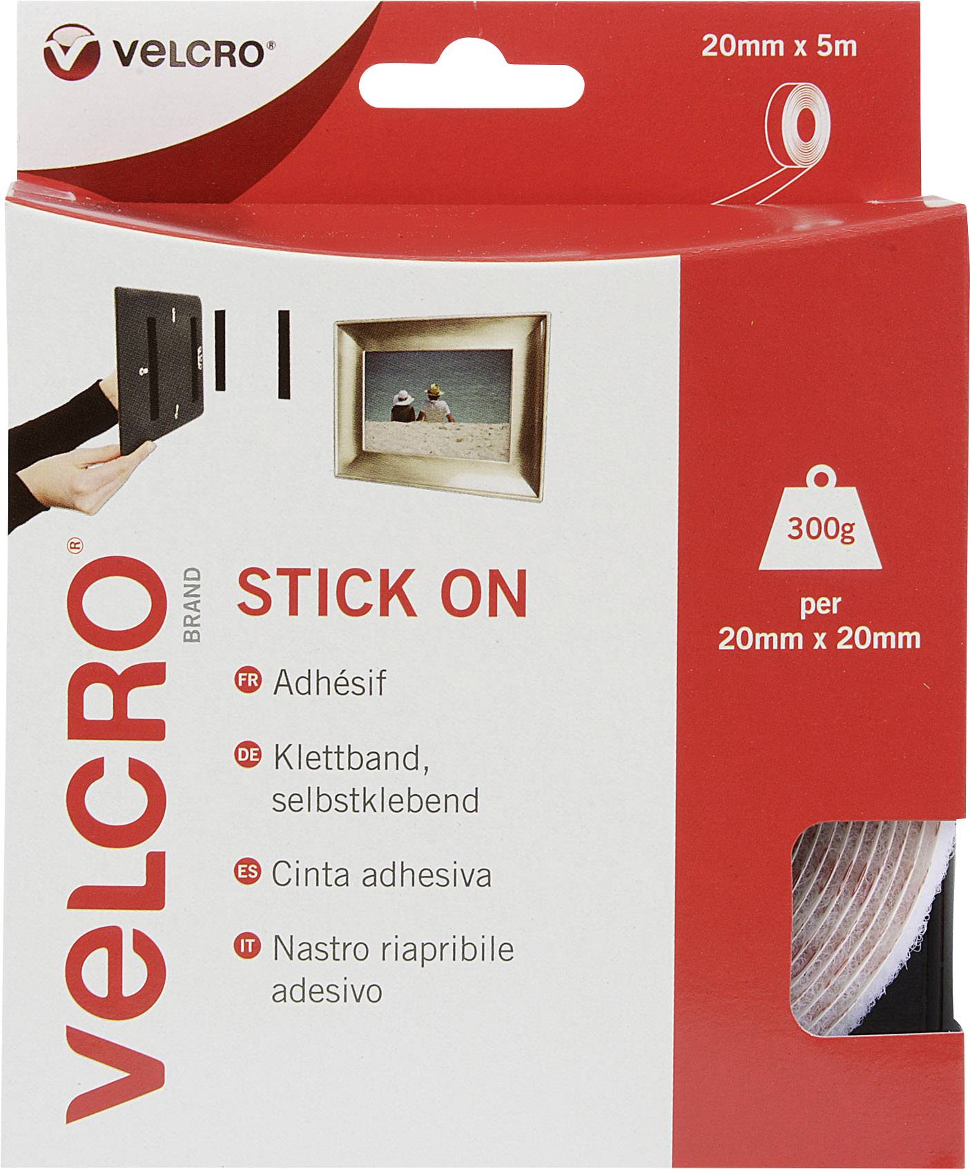VELCRO® VEL-EC60216 Klettband zum Aufkleben Haft- und Flauschteil (L x B) 5000 mm x 20 mm Weiß 5 m