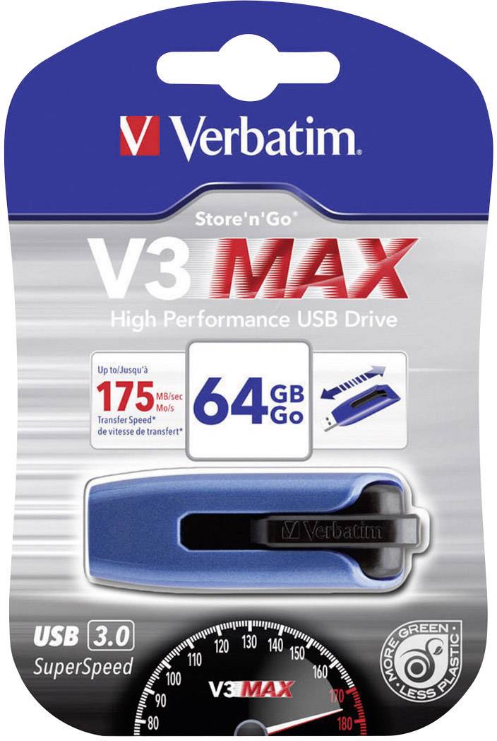 Verbatim V3 Max USB-Stick 64 GB Blau 49807 USB-A (USB 3.2 Gen 1)