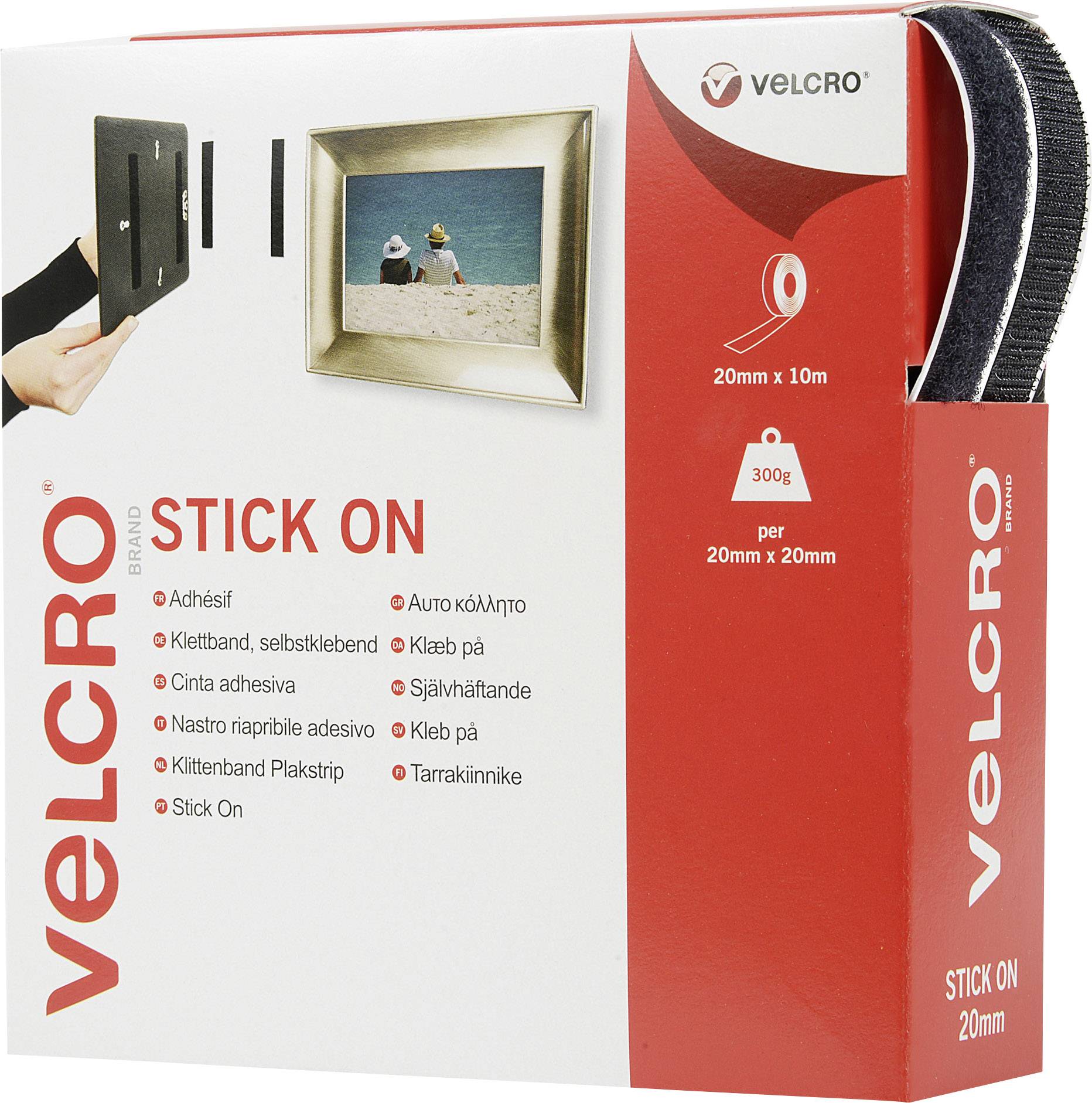 VELCRO® VEL-EC60220 Klettband zum Aufkleben Haft- und Flauschteil (L x B) 10000 mm x 20 mm Schwarz