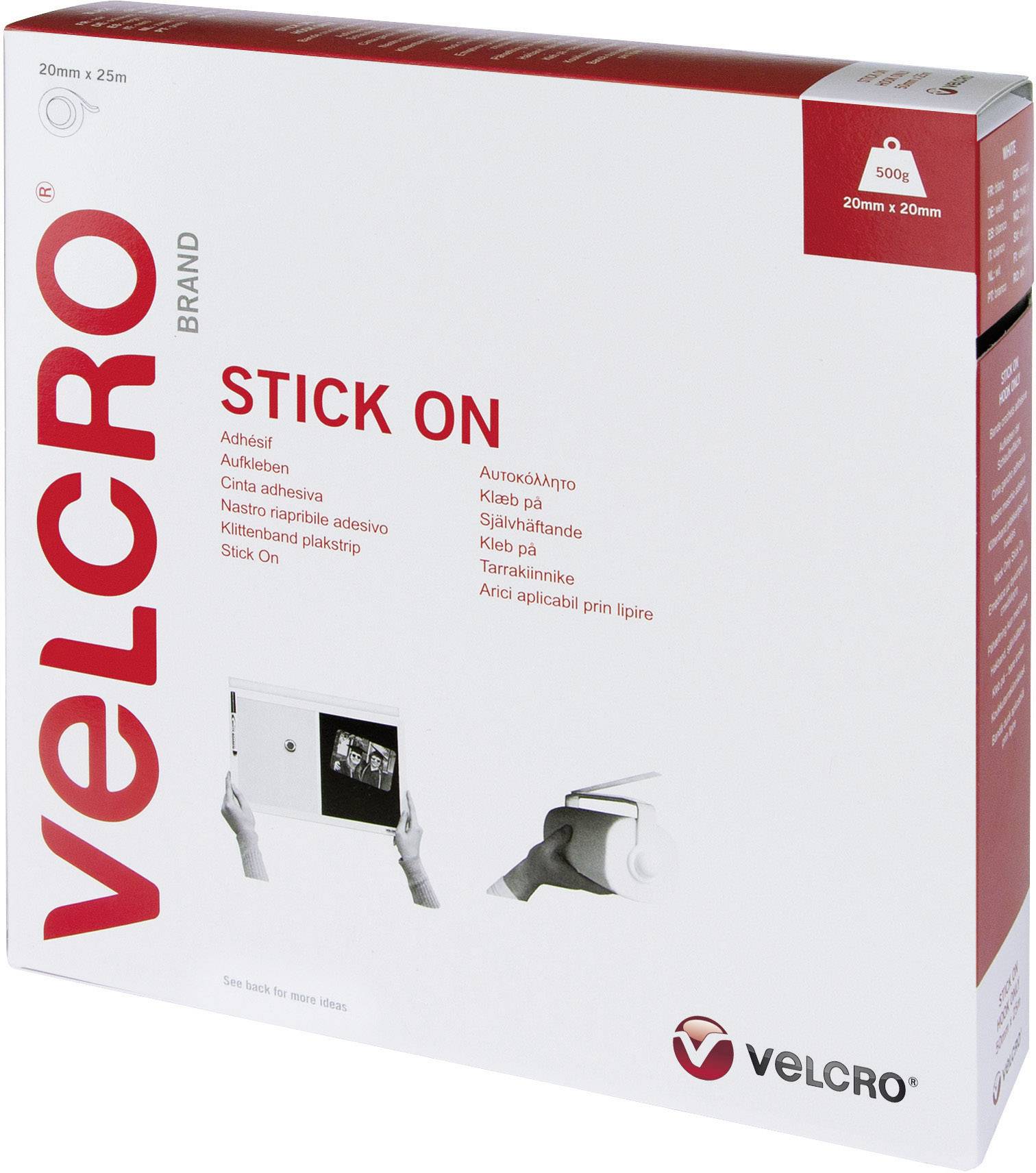 VELCRO® VEL-EC60354 Klettband zum Aufkleben Haft- und Flauschteil (L x B) 25000 mm x 20 mm Weiß 25