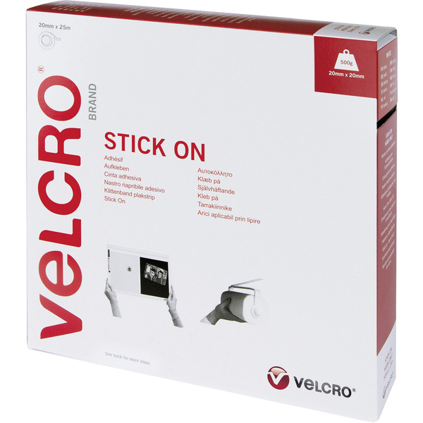 VELCRO® VEL-EC60354 Klettband zum Aufkleben Haft- und Flauschteil (L x B) 25000mm x 20mm Weiß 25m