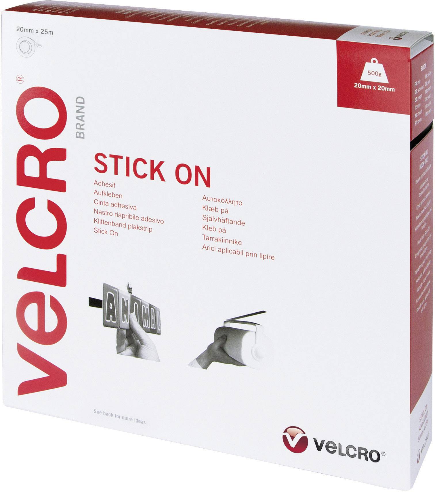 VELCRO® VEL-EC60355 Klettband zum Aufkleben Haft- und Flauschteil (L x B) 25000 mm x 20 mm Schwarz 25 m