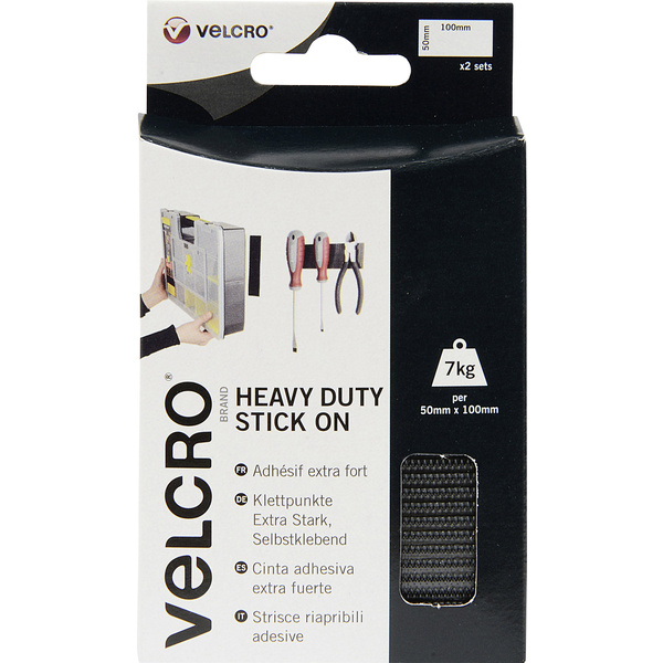 VELCRO® VEL-EC60239 Klettband zum Aufkleben Haft- und Flauschteil, extrastark (L x B) 100mm x 50mm Schwarz 2 Paar