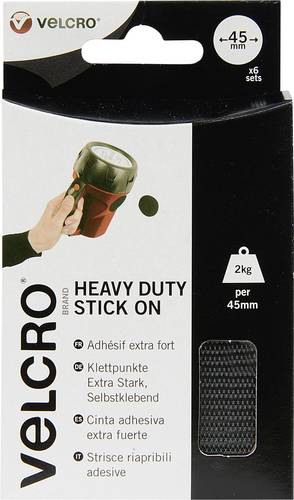 VELCRO® Klettpunkte zum Aufkleben Haft- und Flauschteil, extrastark (Ø) 45 mm Schwarz 12 St.
