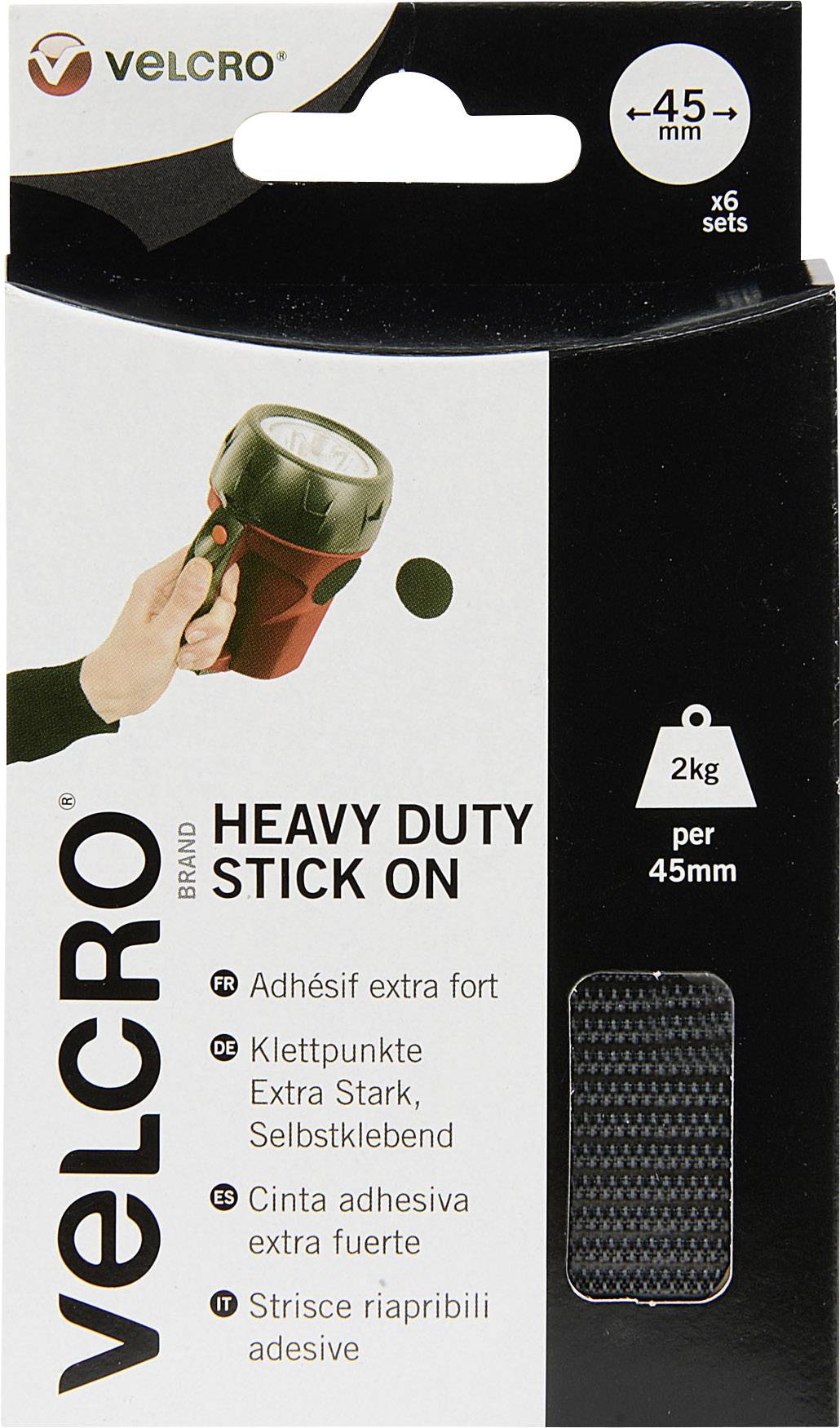 VELCRO® Klettpunkte zum Aufkleben Haft- und Flauschteil, extrastark (Ø) 45mm Schwarz 12St.
