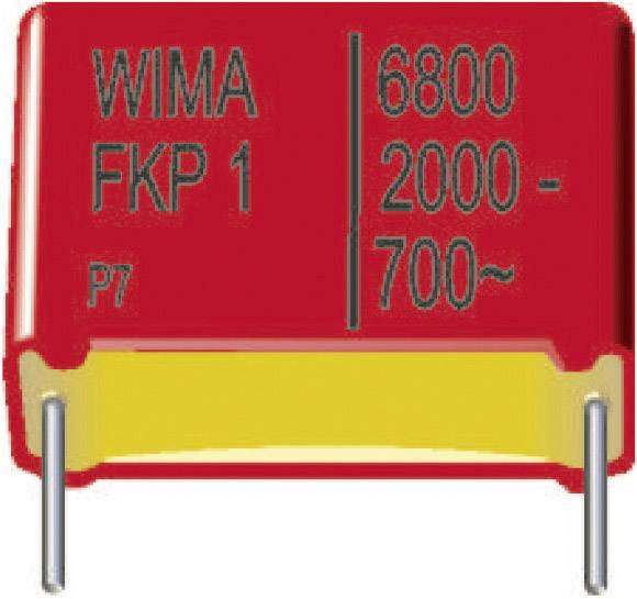 Roter Kondensator mit der Aufschrift WIMA FKP 1 P7 6800 2000-700~.