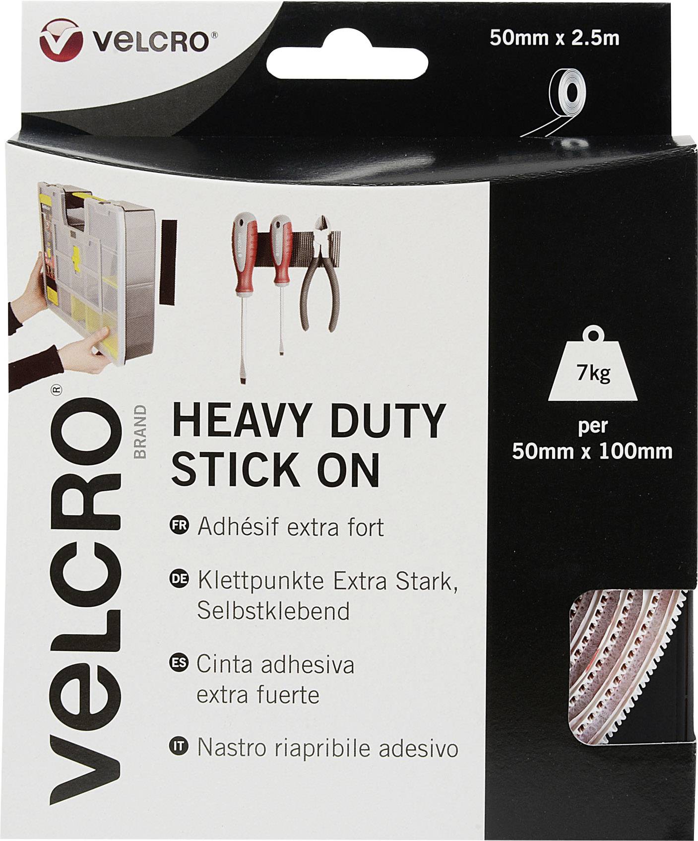 VELCRO® VEL-EC60246 Klettband zum Aufkleben Haft- und Flauschteil, extrastark (L x B) 2500 mm x 50 mm Weiß 2.5 m