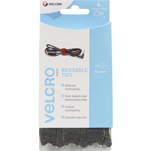 VELCRO® VEL-EC60388 Klettkabelbinder zum Bündeln Haft- und Flauschteil (L x B) 200mm x 12mm Schwarz 6St.
