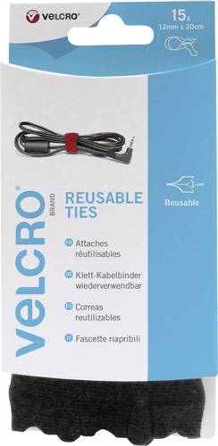 VELCRO® VEL-EC60466 Klettkabelbinder zum Bündeln Haft- und Flauschteil (L x B) 200mm x 12mm Schwar