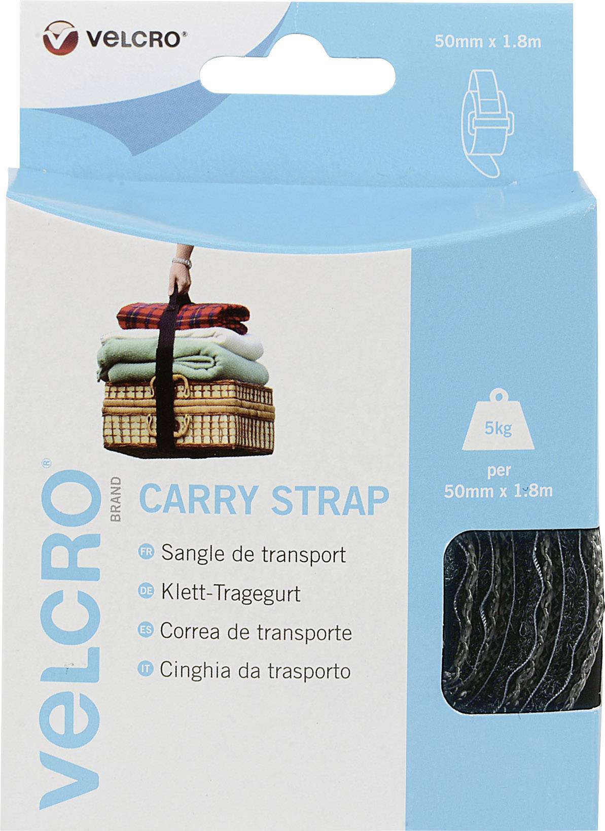 VELCRO® VEL-EC60326 Klettband mit Gurt Haft- und Flauschteil (L x B) 1800 mm x 50 mm Schwarz 1 St.