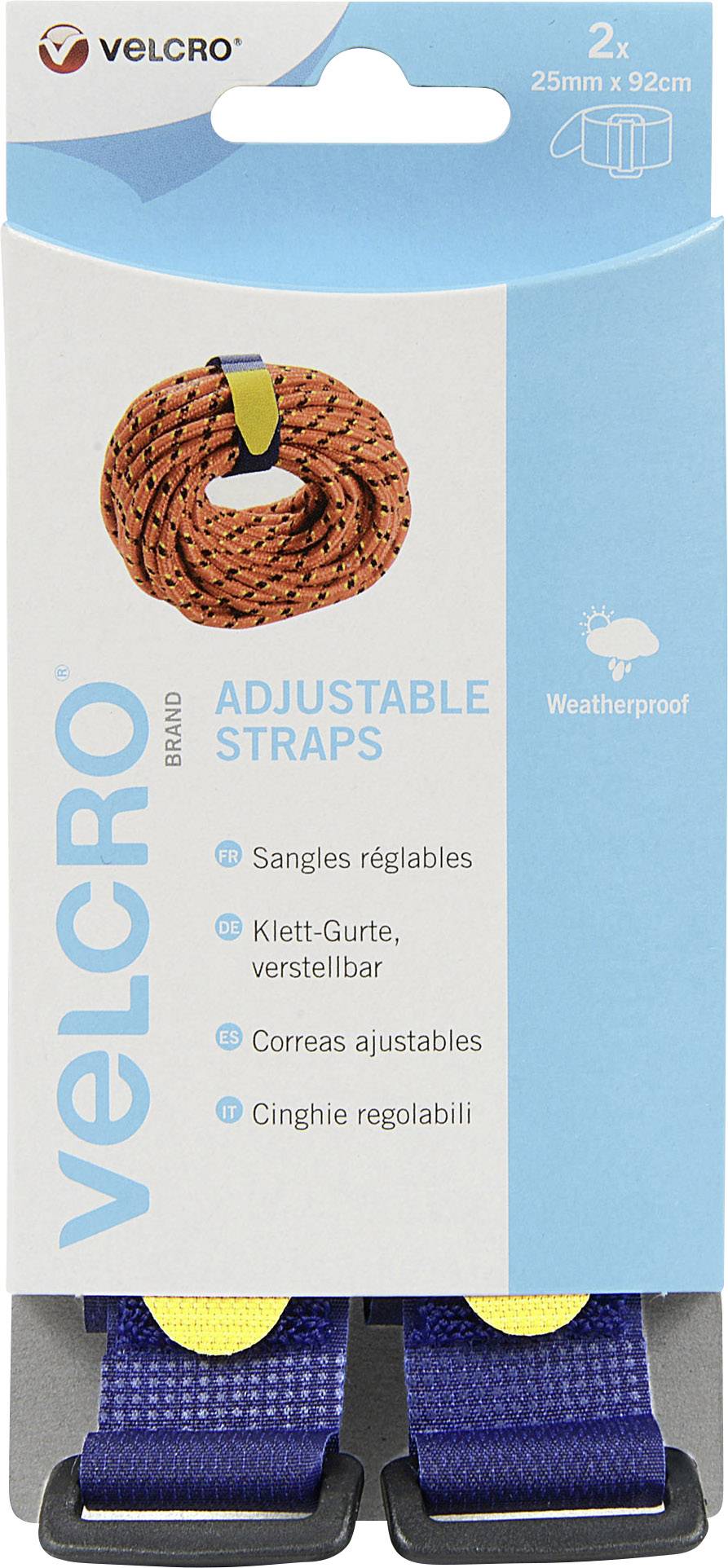 VELCRO® VEL-EC60327 Klettband mit Gurt Haft- und Flauschteil (L x B) 920 mm x 25 mm Blau 2 St.