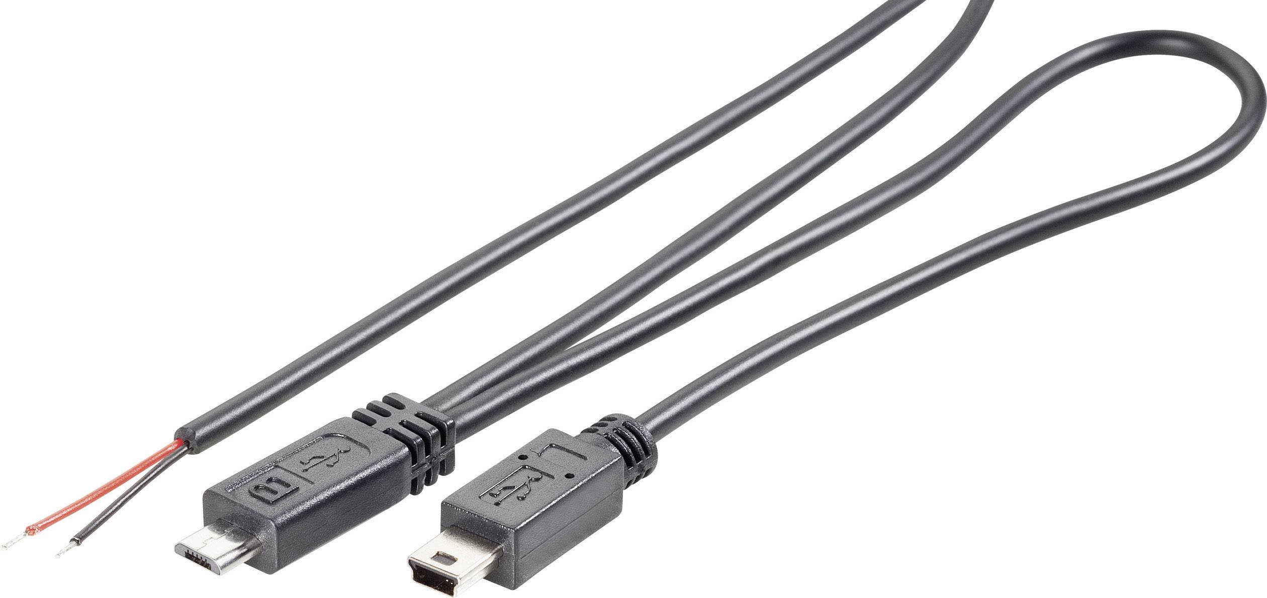 Konfektionierter Micro USB-B & Mini USB-B Stecker mit offenem Kabelende Stecker, gerade 10080102 Micro USB-B & Mini USB-B Stecker