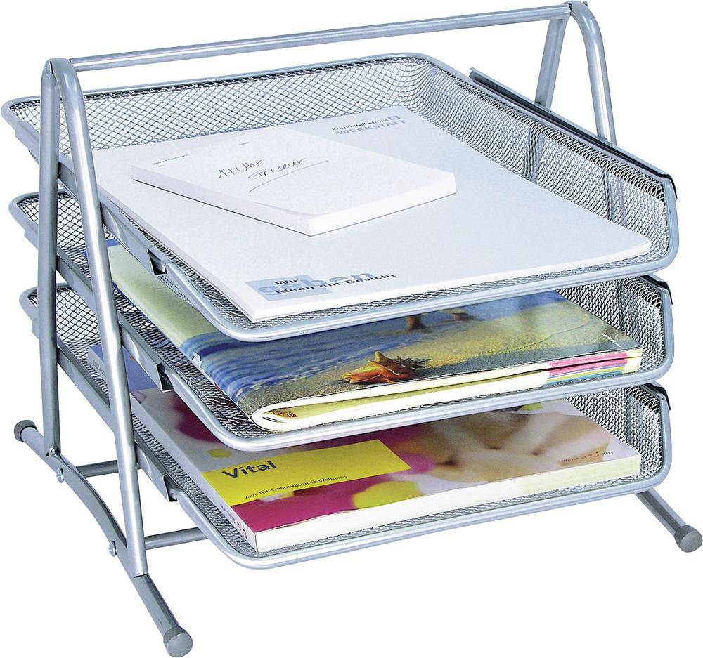 WEDO Briefablage Mesh /65854, silber, 3 Schübe, 350x300x270mm